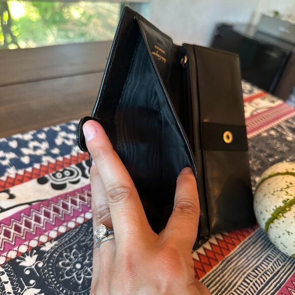 Salvatore Ferragamo Vara Ribbon Leather Bi-fold Long Wallet Black Gold, EUC - Picture 10 of 12